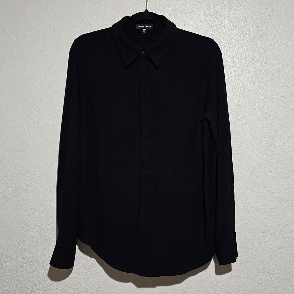 Universal Standard Knit Elbe Shirt Popover Black Women 2XS CONVERTS TO US 6-8